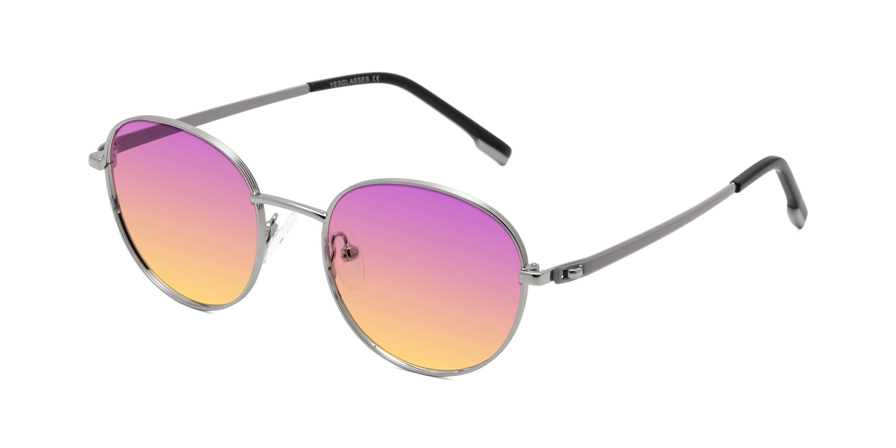 Angle of Bean in Silver with Purple / Yellow Gradient Lenses