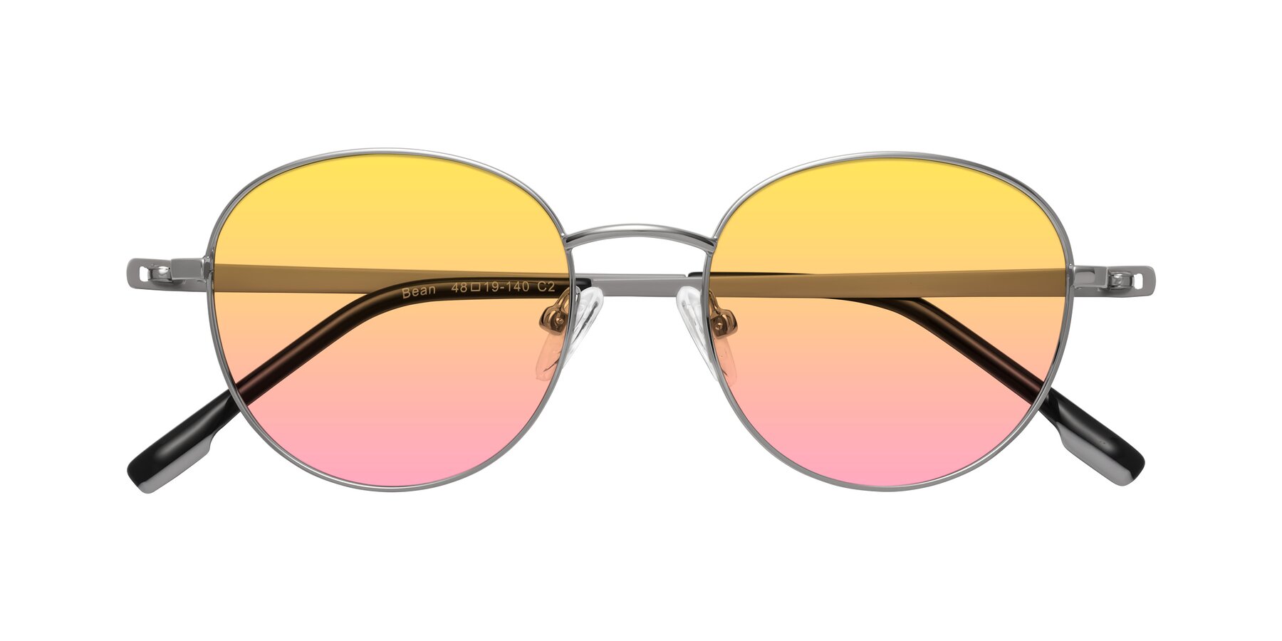 Folded Front of Bean in Silver with Yellow / Pink Gradient Lenses