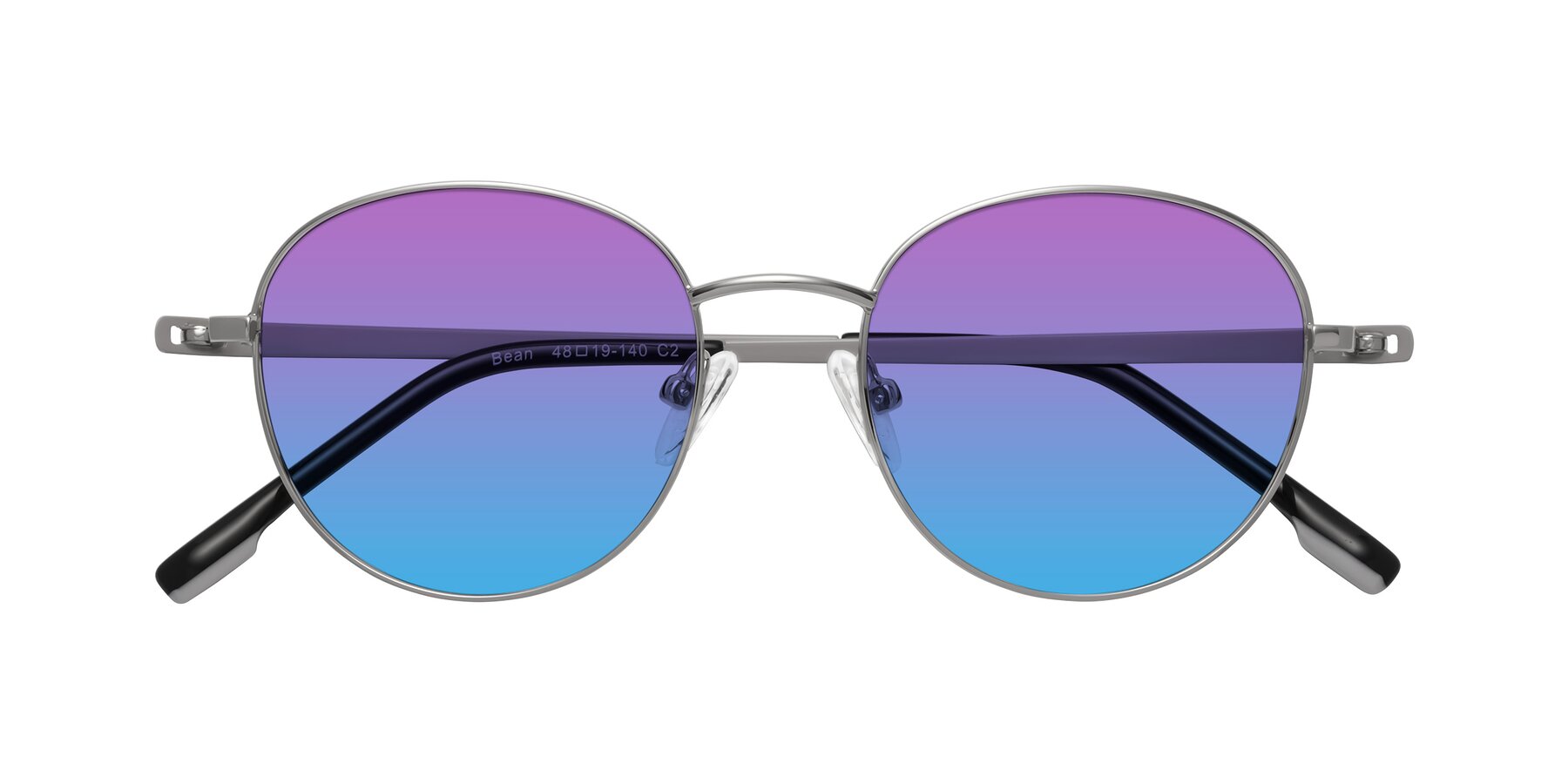 Folded Front of Bean in Silver with Purple / Blue Gradient Lenses