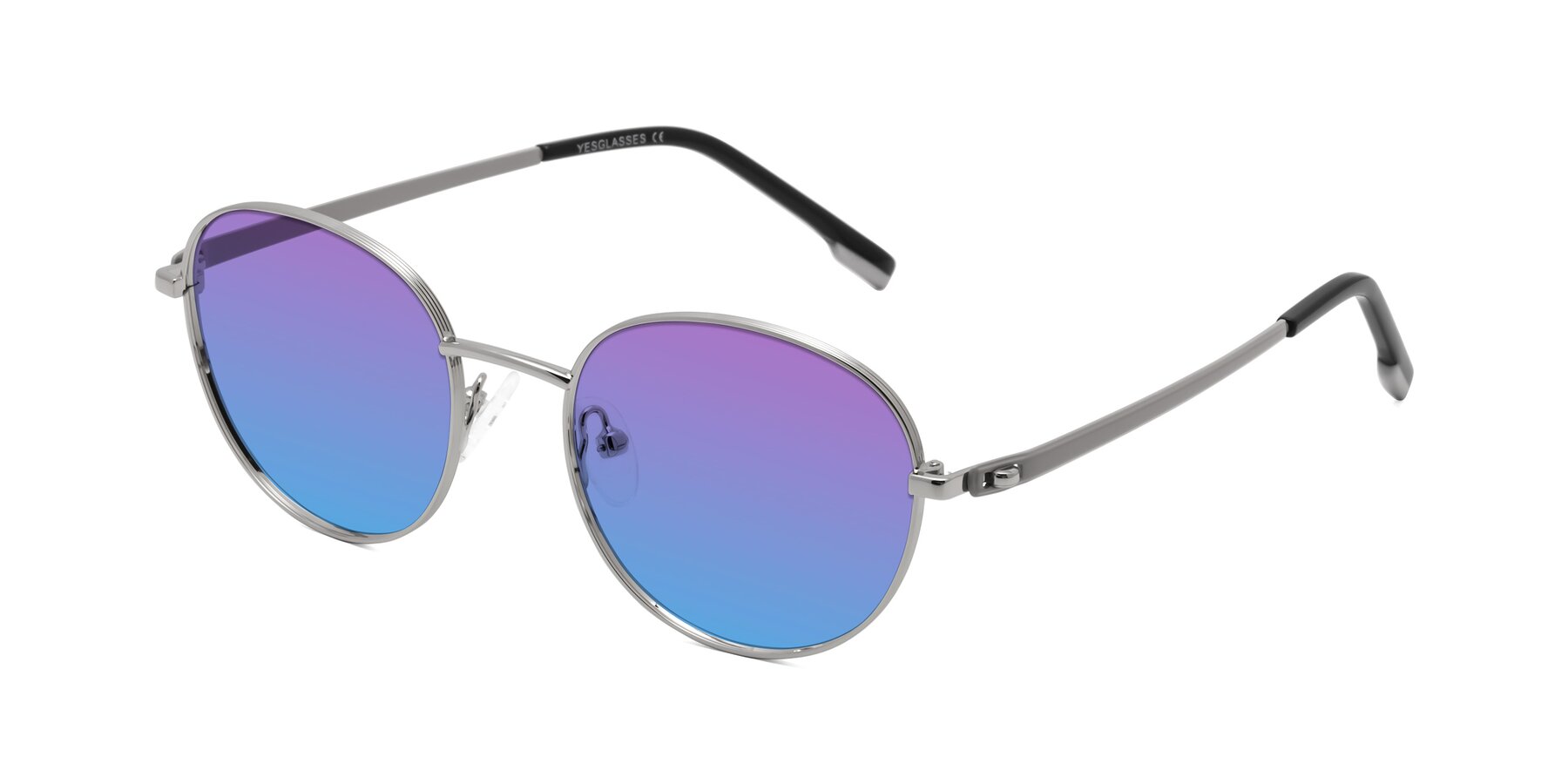 Angle of Bean in Silver with Purple / Blue Gradient Lenses