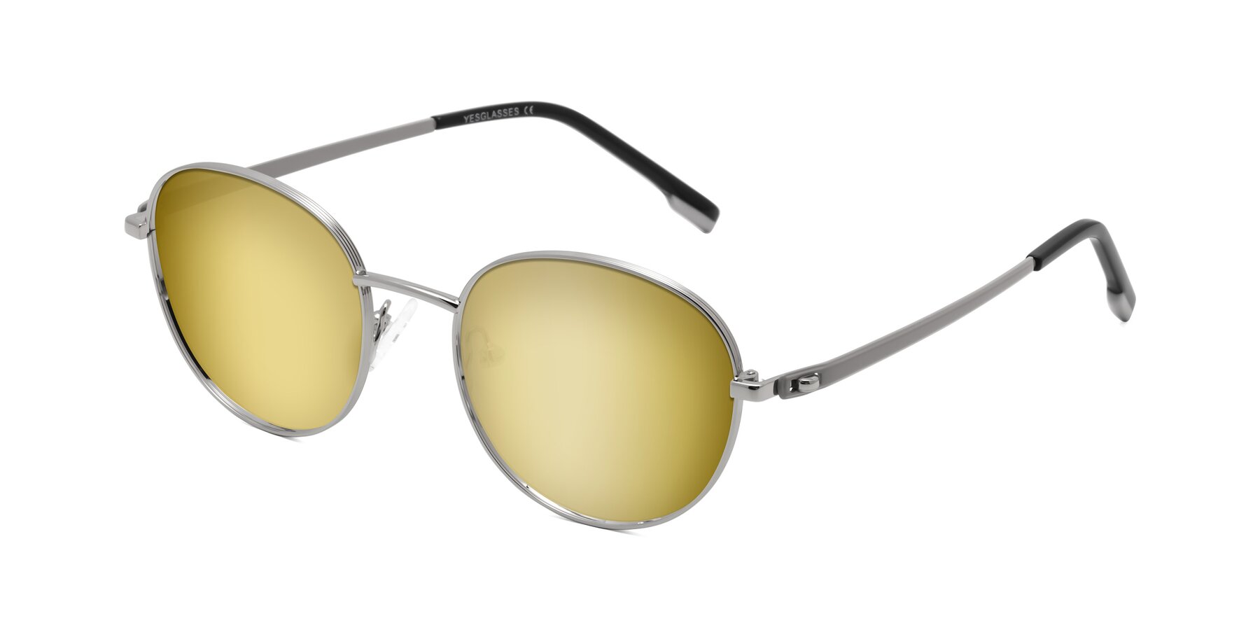 Angle of Bean in Silver with Gold Mirrored Lenses