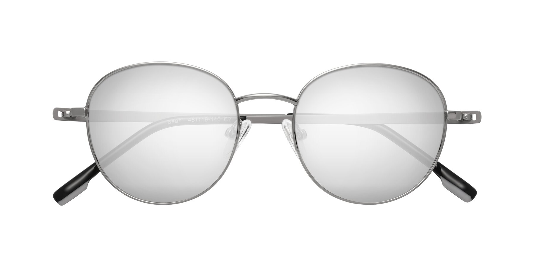 Folded Front of Bean in Silver with Silver Mirrored Lenses