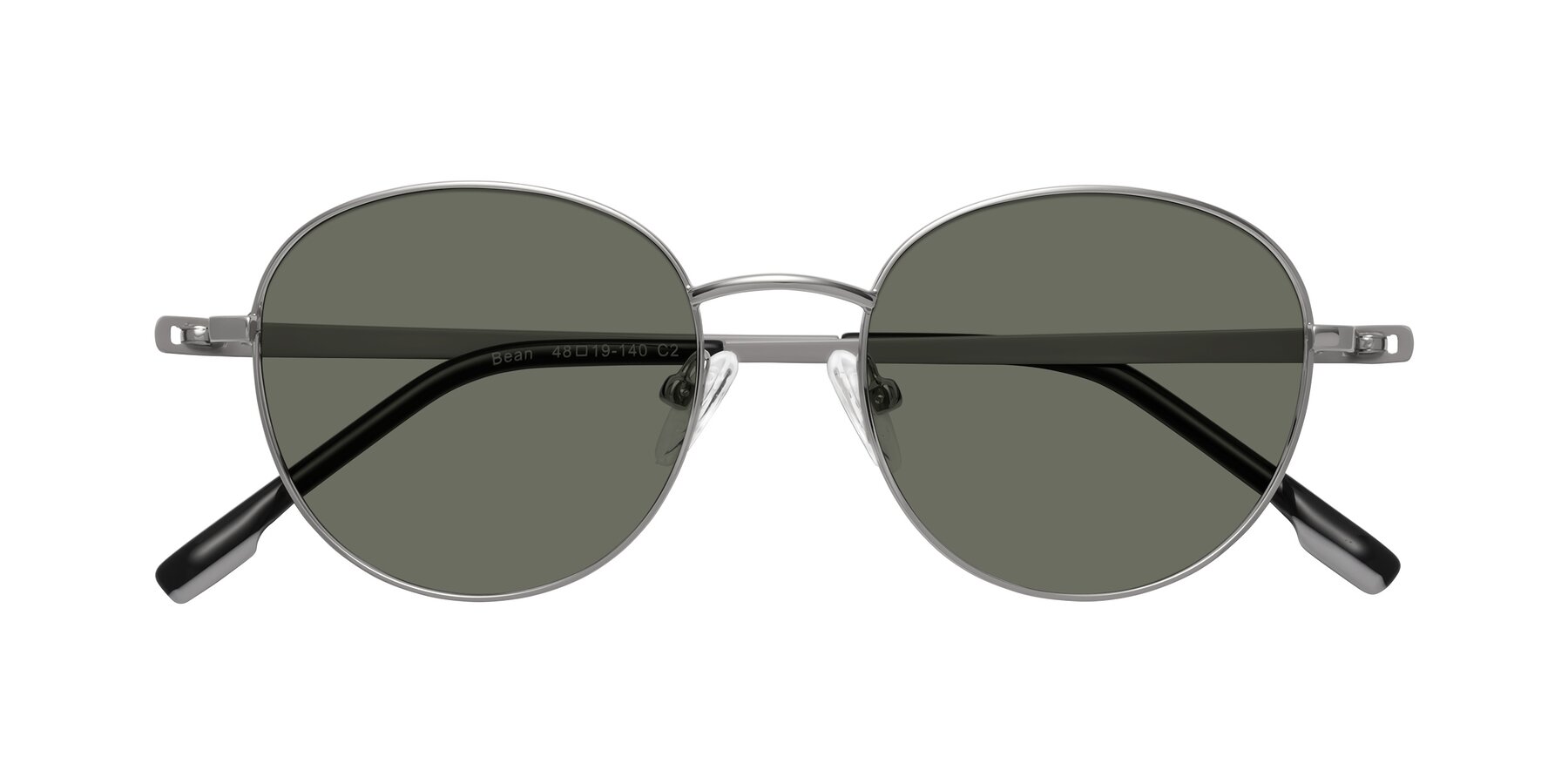 Folded Front of Bean in Silver with Gray Polarized Lenses