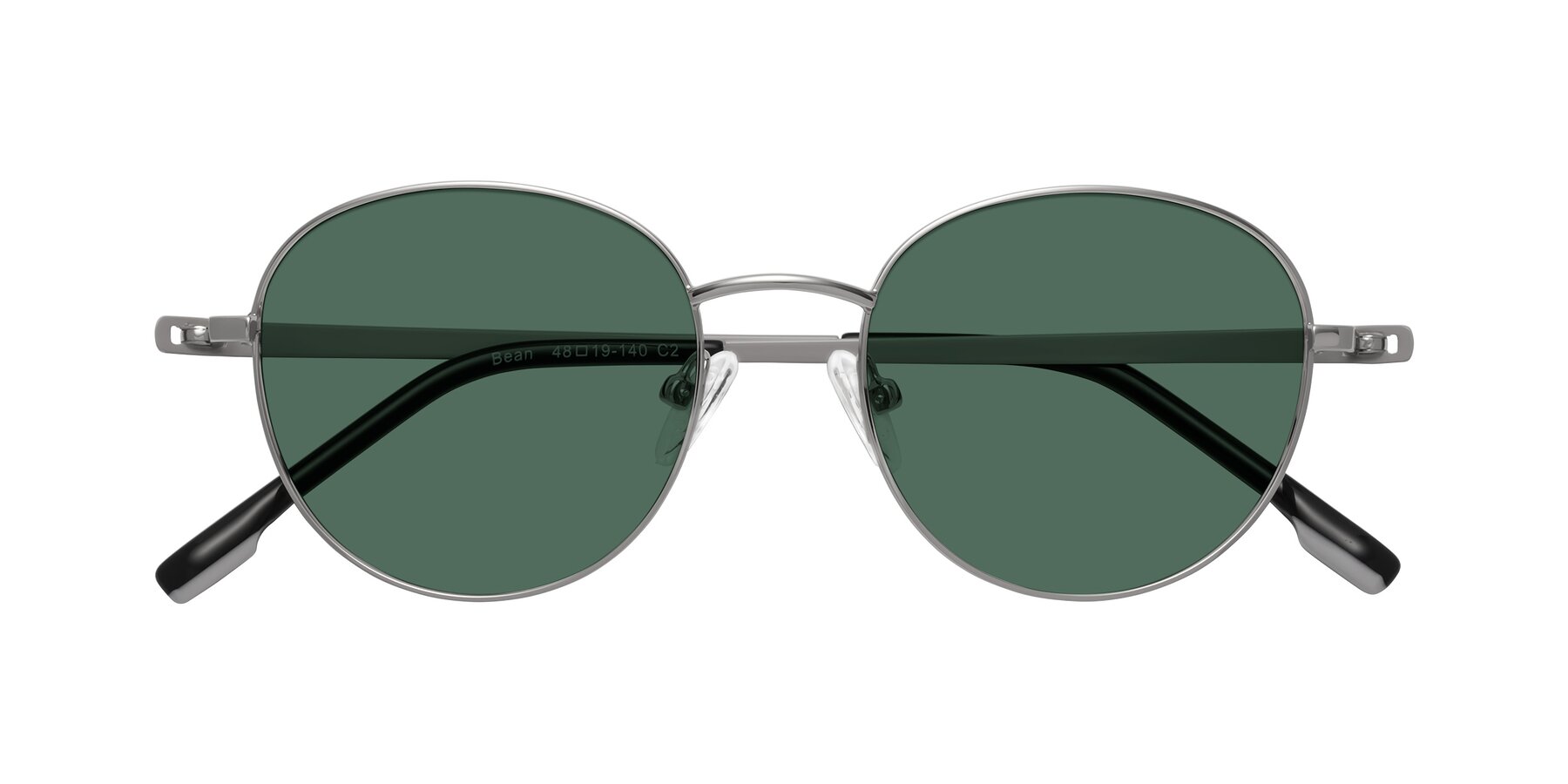 Folded Front of Bean in Silver with Green Polarized Lenses