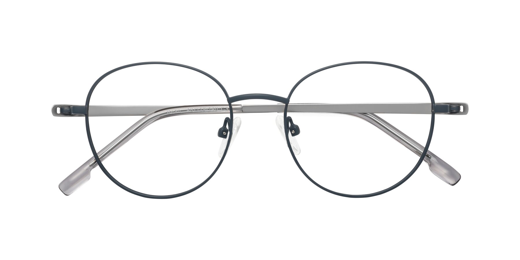 Folded Front of Bean in Stone Blue with Clear Eyeglass Lenses