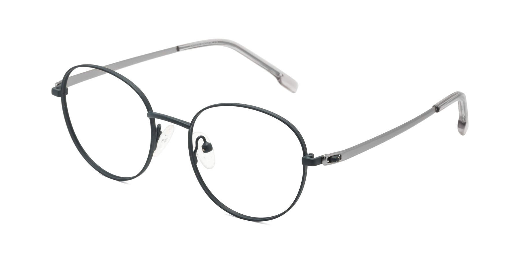 Angle of Bean in Stone Blue with Clear Eyeglass Lenses