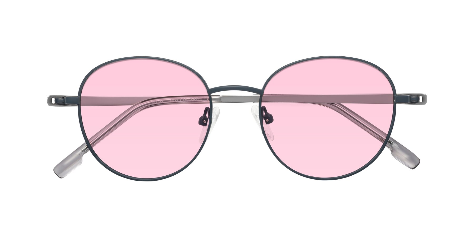 Folded Front of Bean in Stone Blue with Light Pink Tinted Lenses