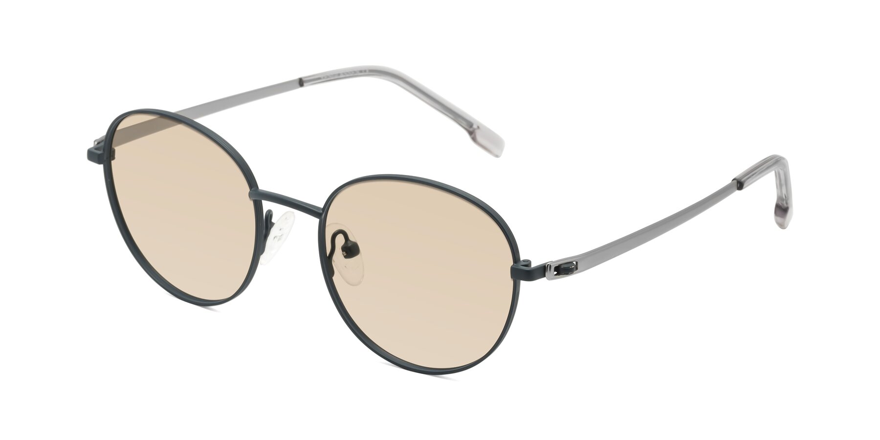 Angle of Bean in Stone Blue with Light Brown Tinted Lenses