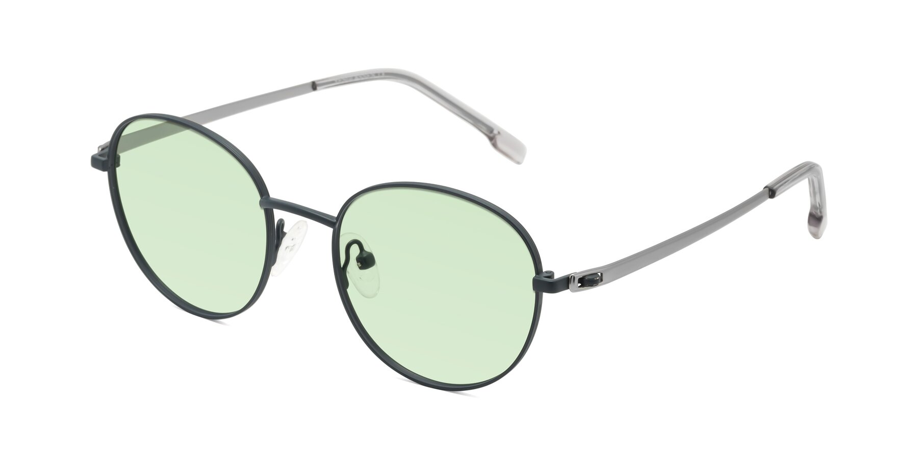 Angle of Bean in Stone Blue with Light Green Tinted Lenses