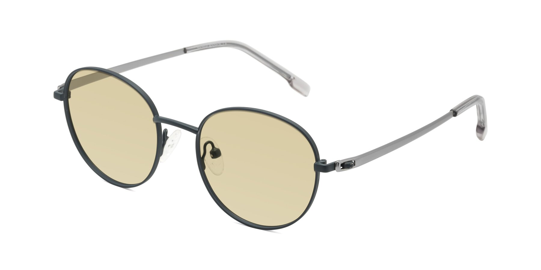 Angle of Bean in Stone Blue with Light Champagne Tinted Lenses