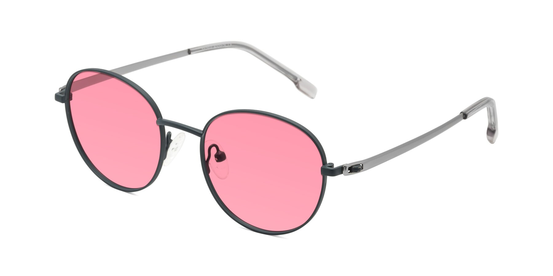 Angle of Bean in Stone Blue with Pink Tinted Lenses