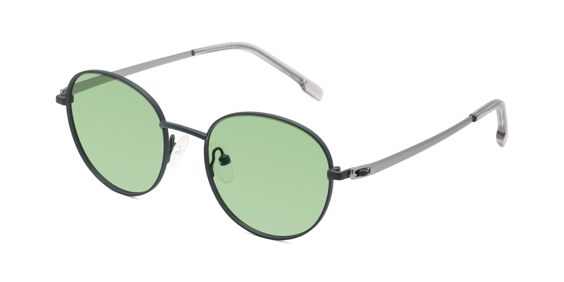 Angle of Bean in Stone Blue with Medium Green Tinted Lenses