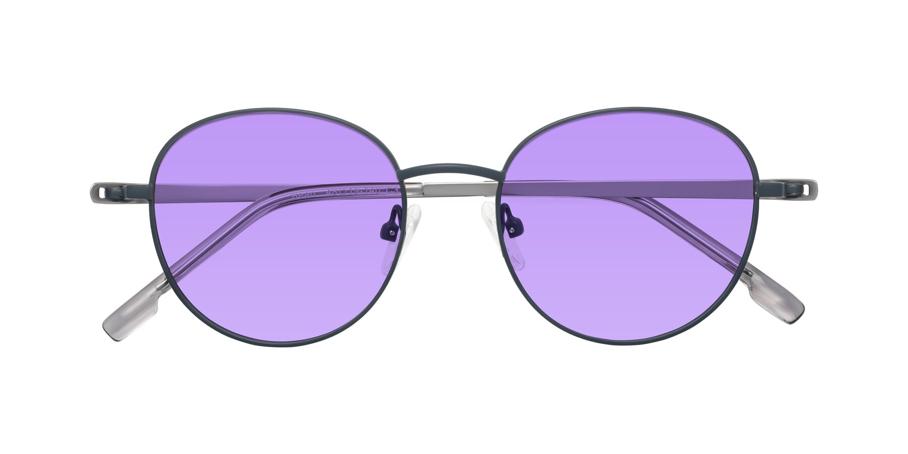 Folded Front of Bean in Stone Blue with Medium Purple Tinted Lenses