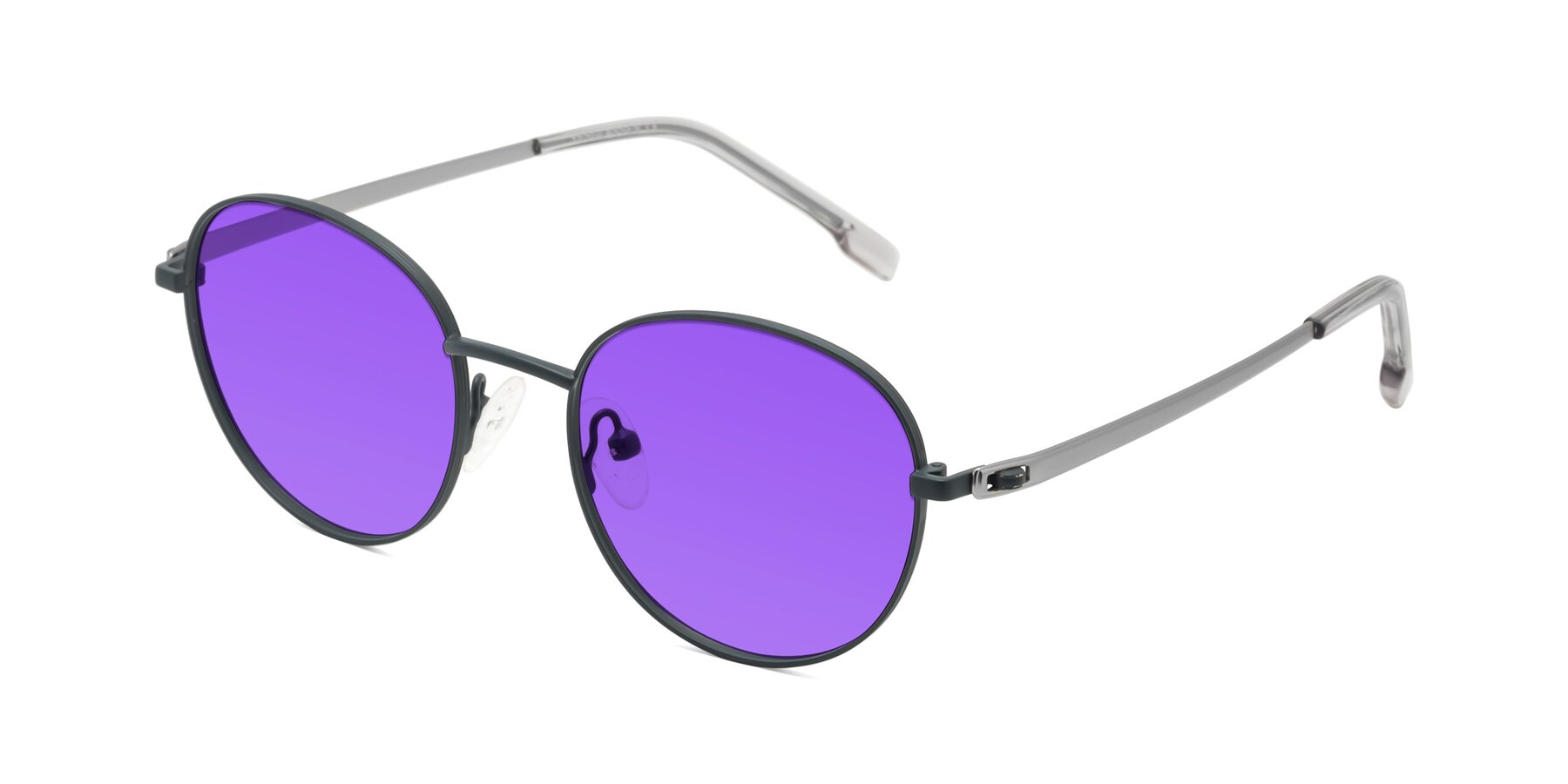 Angle of Bean in Stone Blue with Purple Tinted Lenses