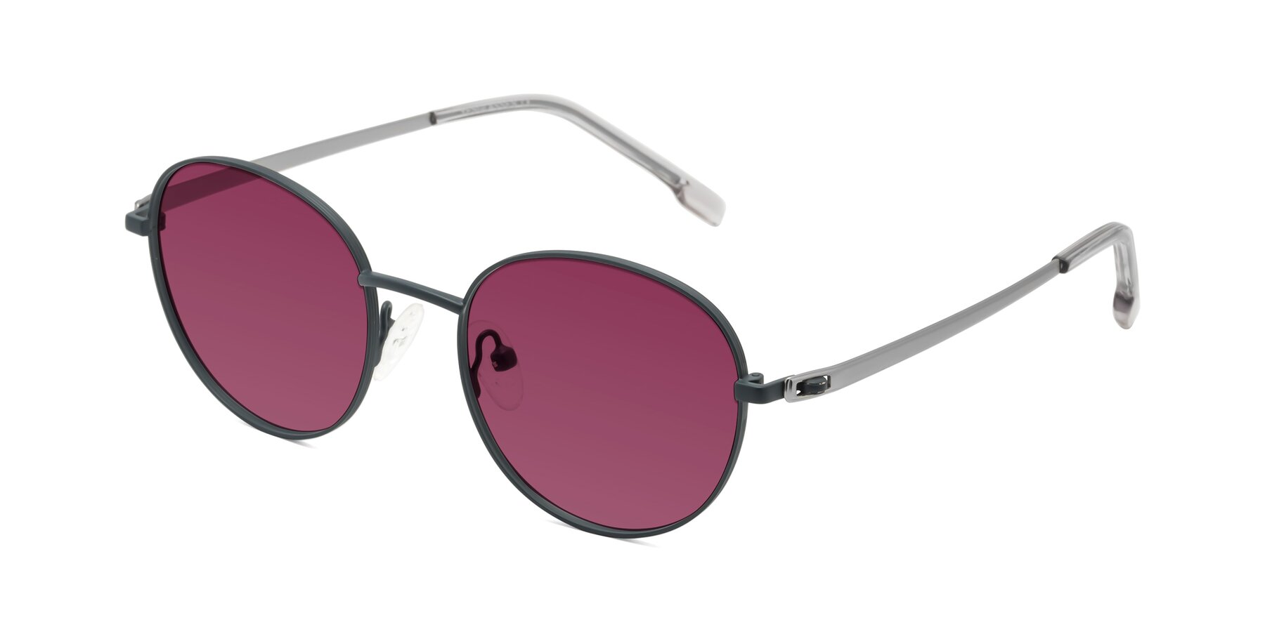 Angle of Bean in Stone Blue with Wine Tinted Lenses