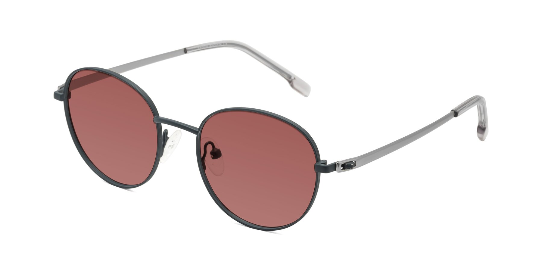 Angle of Bean in Stone Blue with Garnet Tinted Lenses