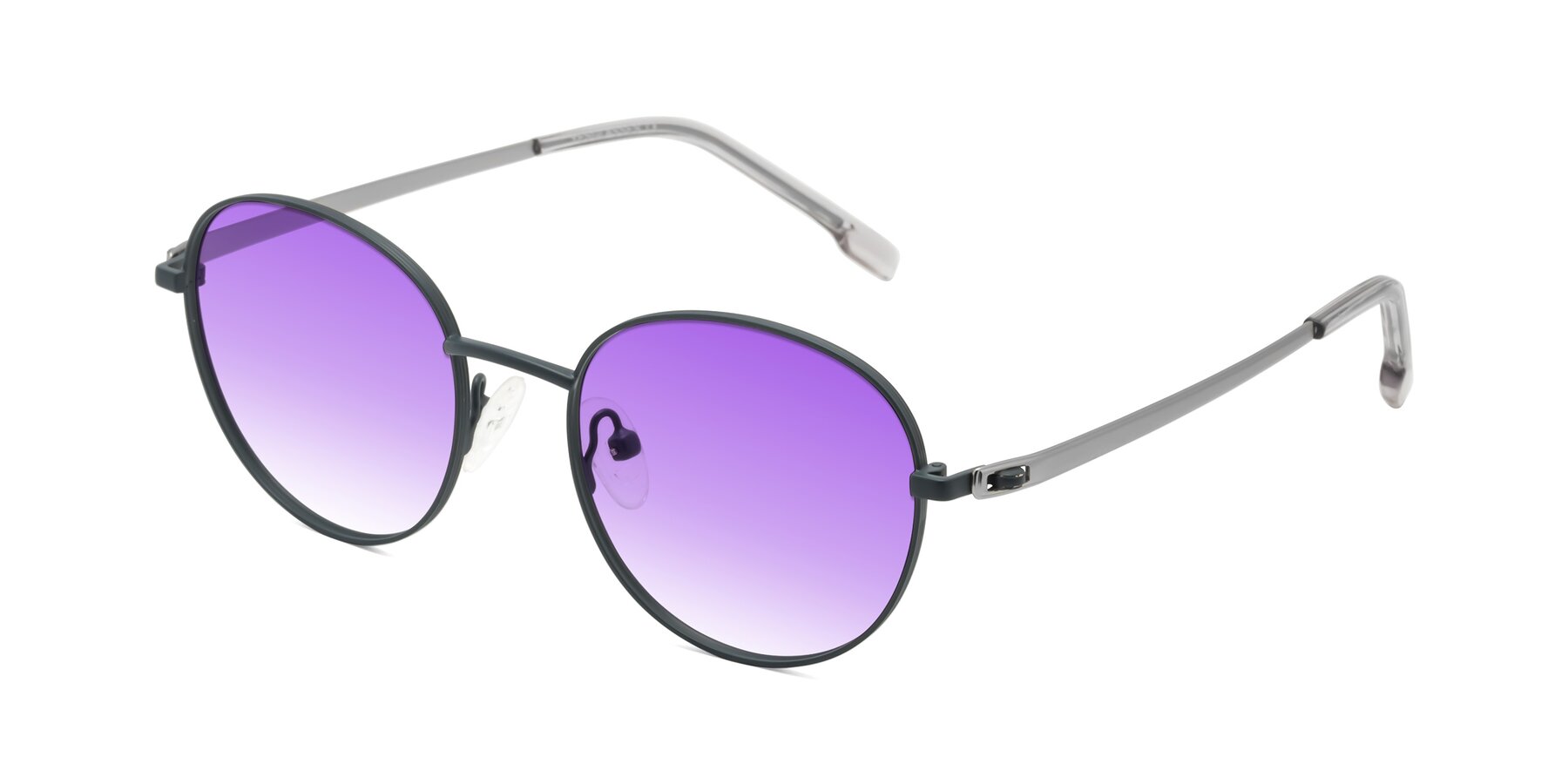 Angle of Bean in Stone Blue with Purple Gradient Lenses