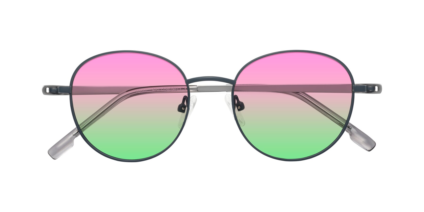 Folded Front of Bean in Stone Blue with Pink / Green Gradient Lenses