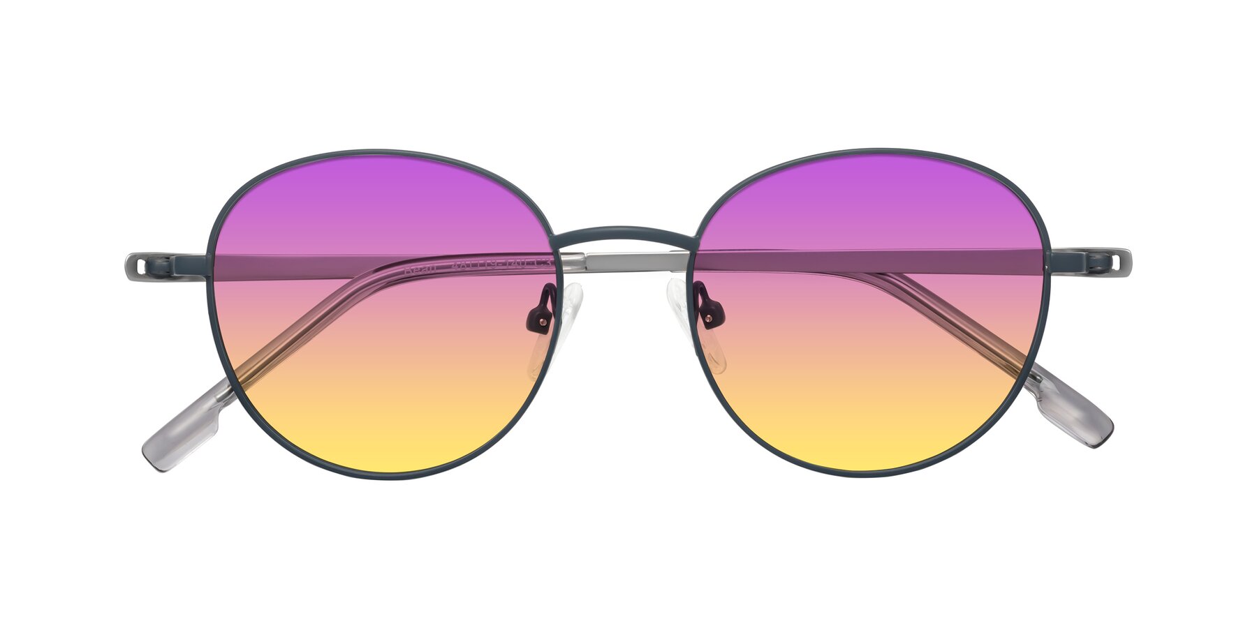 Folded Front of Bean in Stone Blue with Purple / Yellow Gradient Lenses