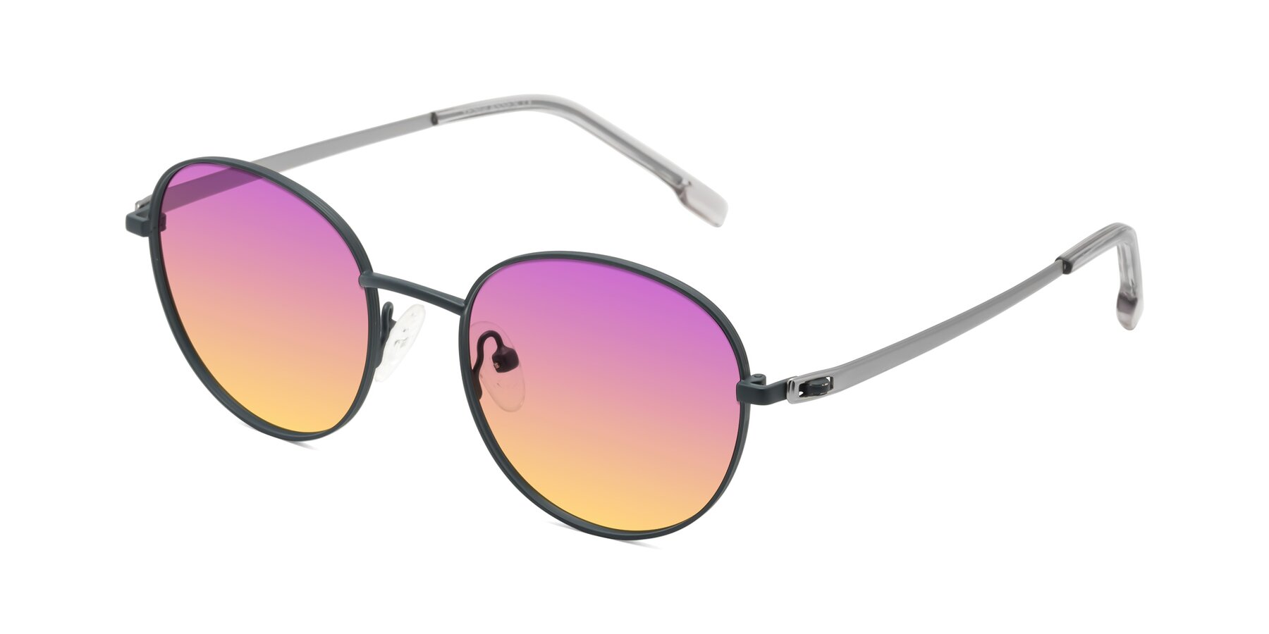 Angle of Bean in Stone Blue with Purple / Yellow Gradient Lenses