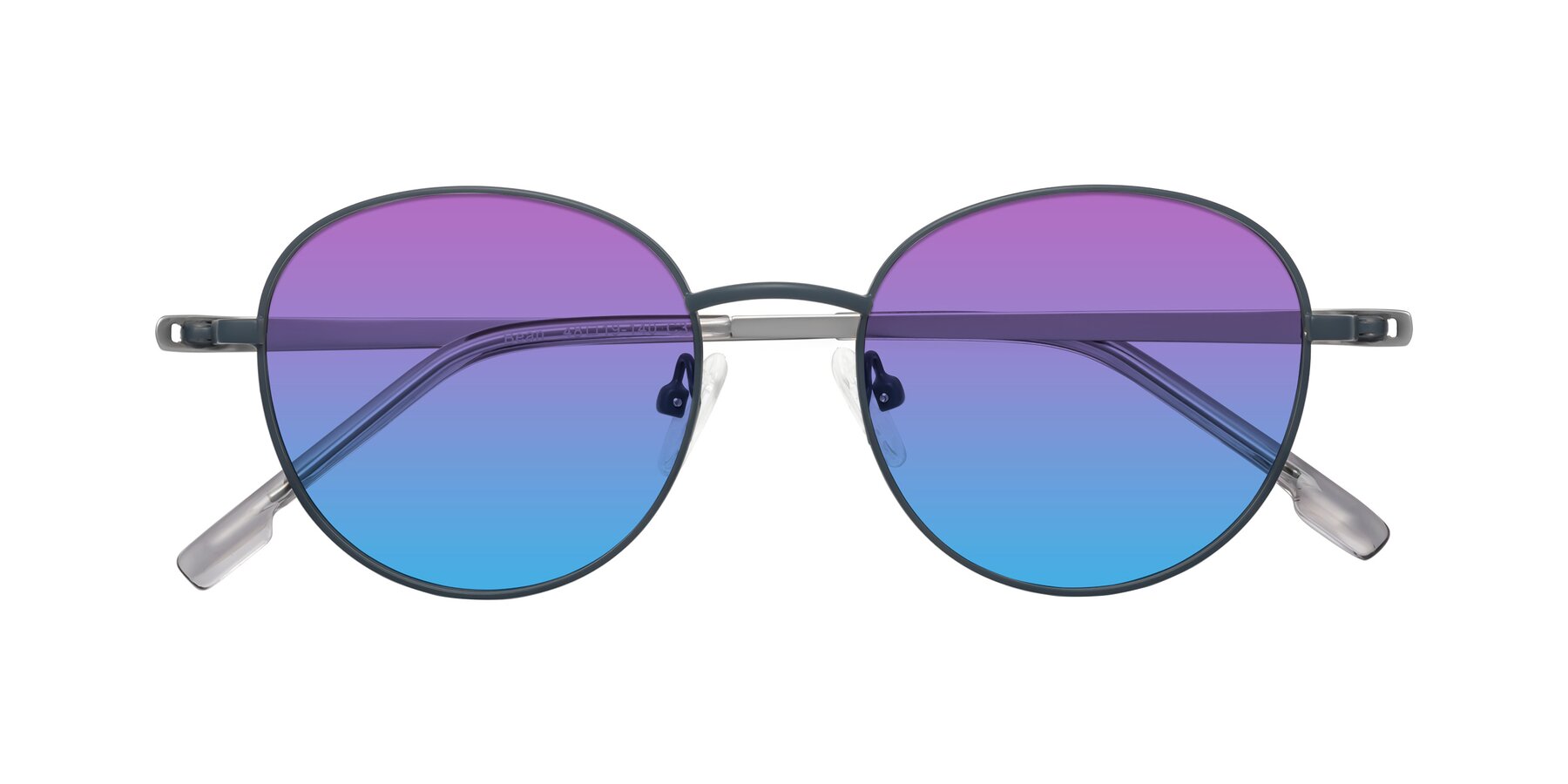 Folded Front of Bean in Stone Blue with Purple / Blue Gradient Lenses