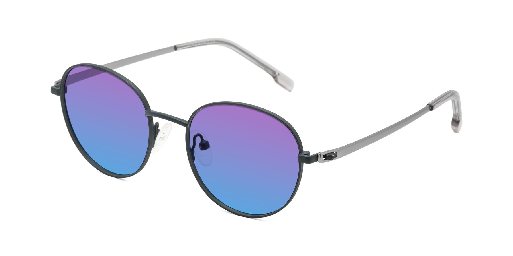 Angle of Bean in Stone Blue with Purple / Blue Gradient Lenses