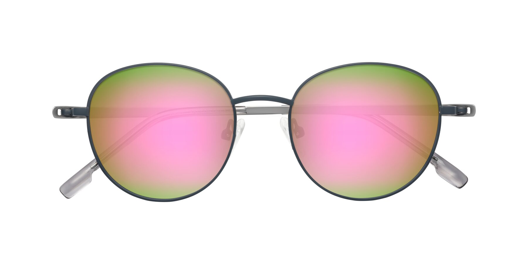 Folded Front of Bean in Stone Blue with Pink Mirrored Lenses