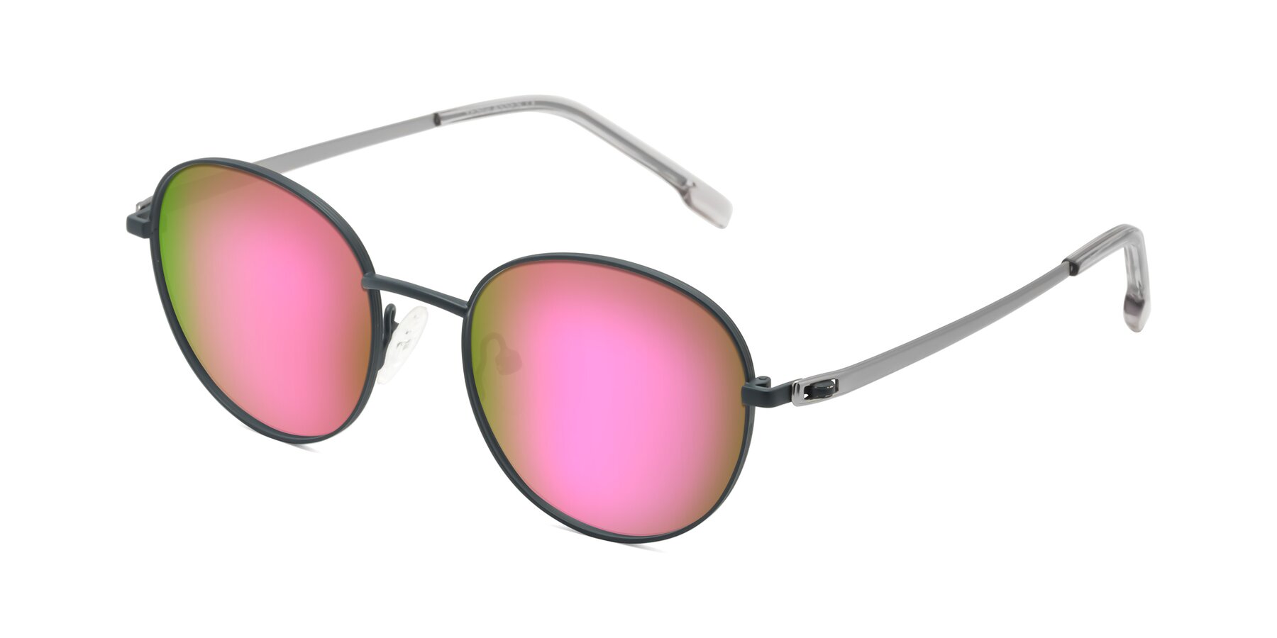 Angle of Bean in Stone Blue with Pink Mirrored Lenses