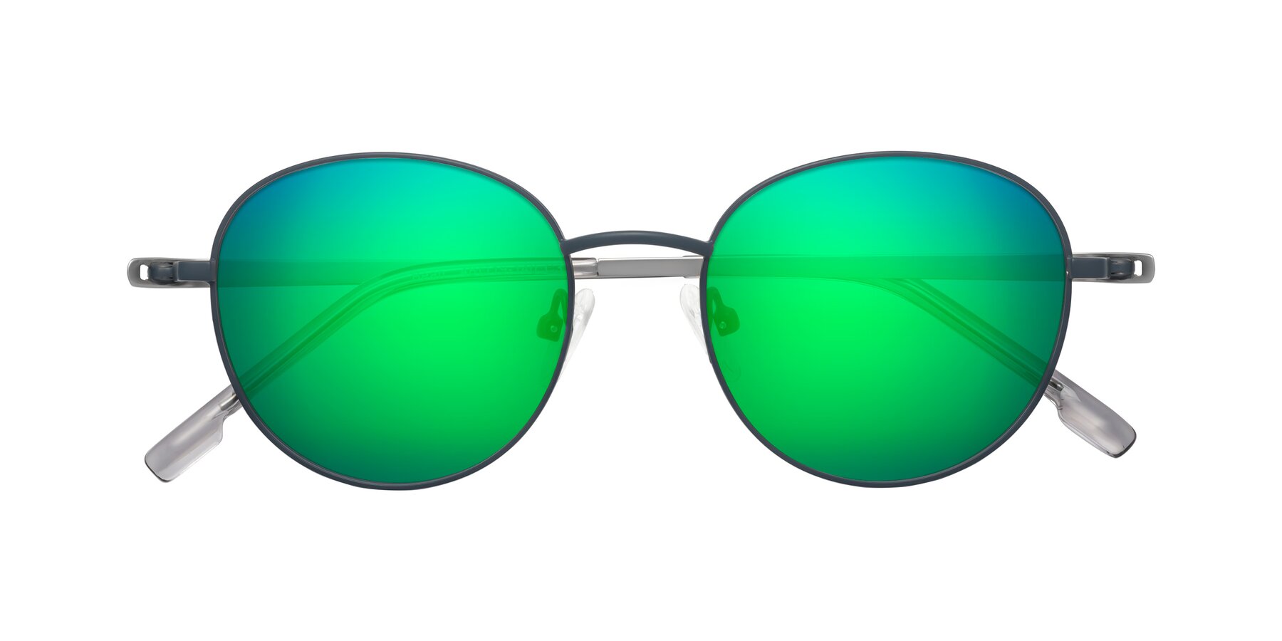 Folded Front of Bean in Stone Blue with Green Mirrored Lenses