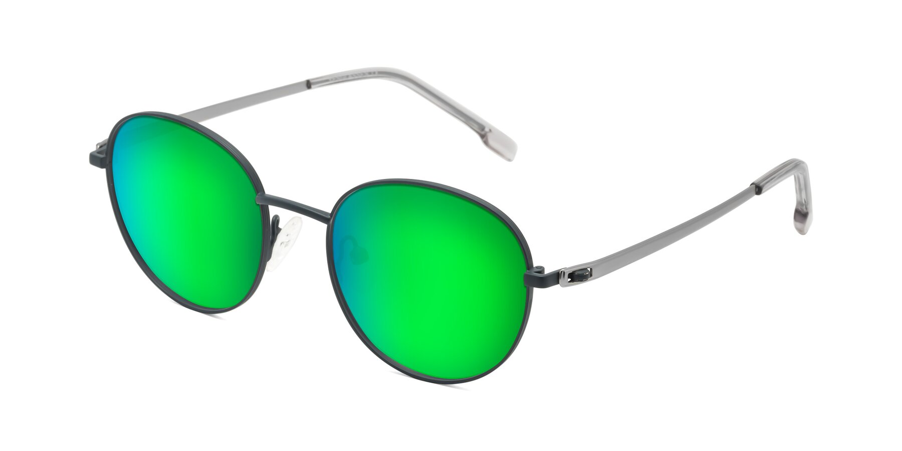 Angle of Bean in Stone Blue with Green Mirrored Lenses