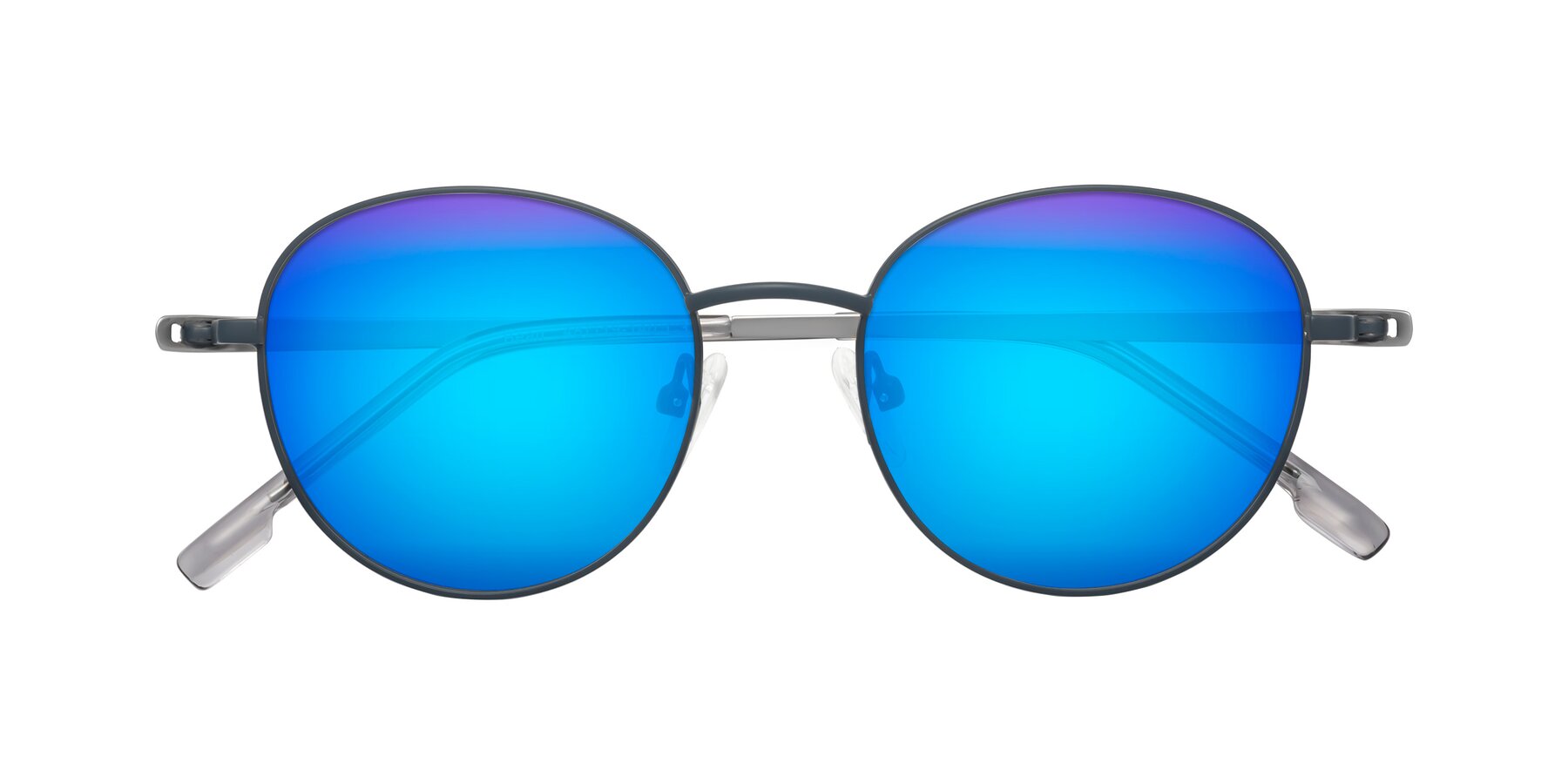 Folded Front of Bean in Stone Blue with Blue Mirrored Lenses