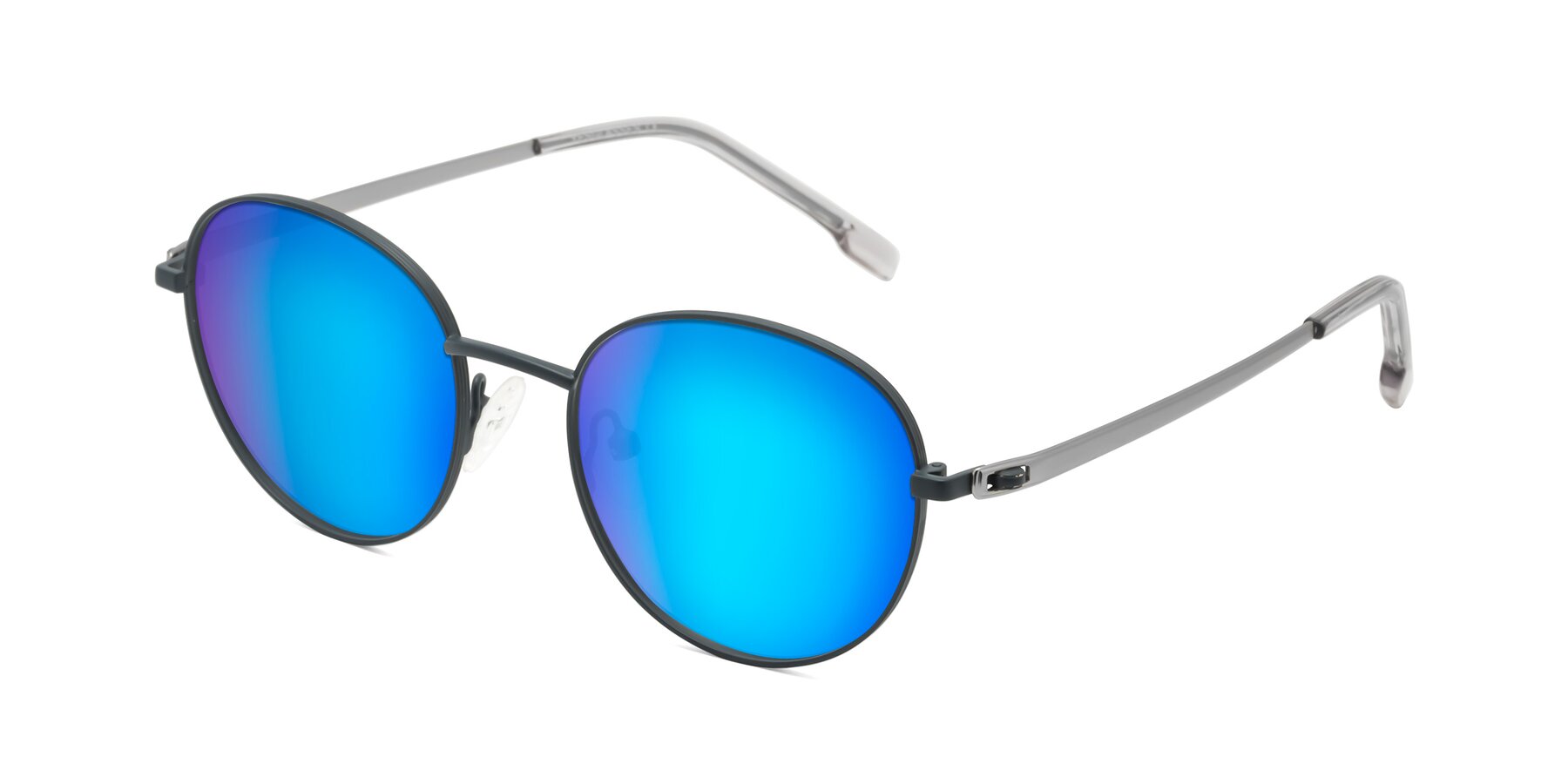 Angle of Bean in Stone Blue with Blue Mirrored Lenses