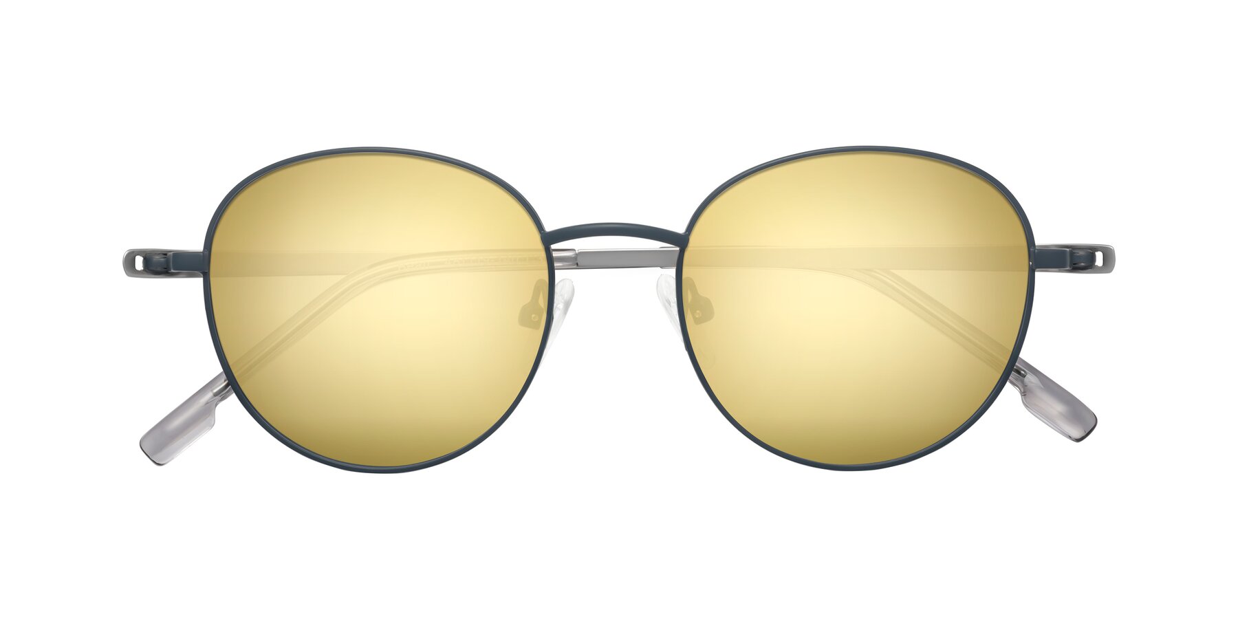 Folded Front of Bean in Stone Blue with Gold Mirrored Lenses