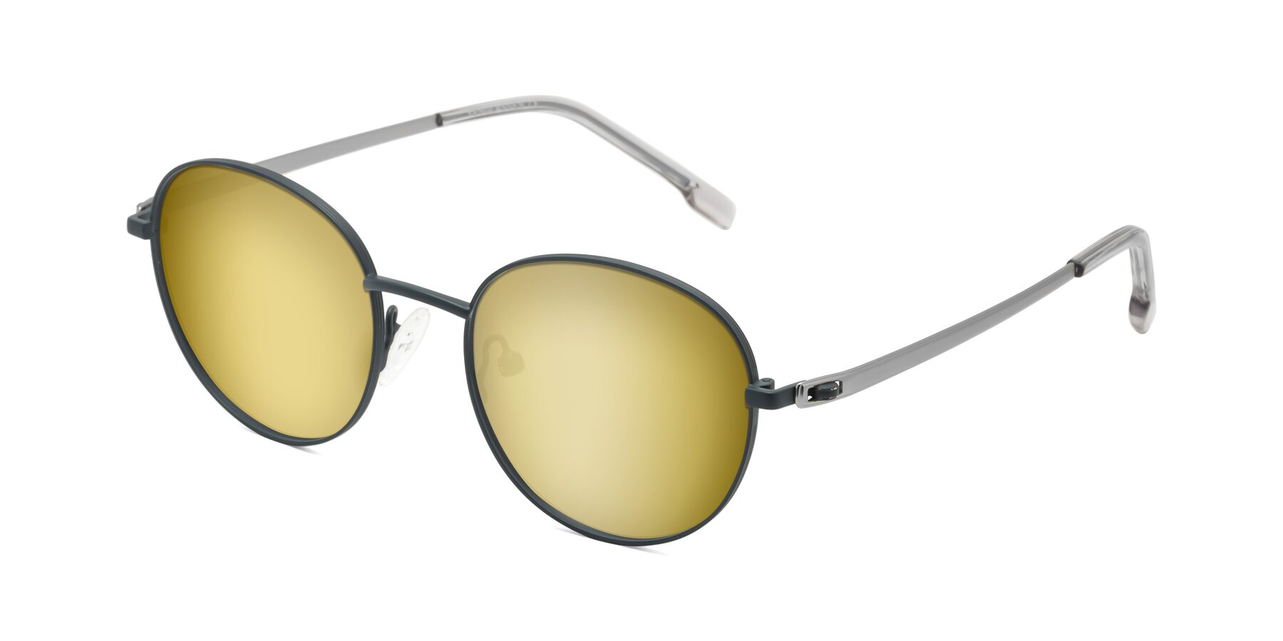 Angle of Bean in Stone Blue with Gold Mirrored Lenses