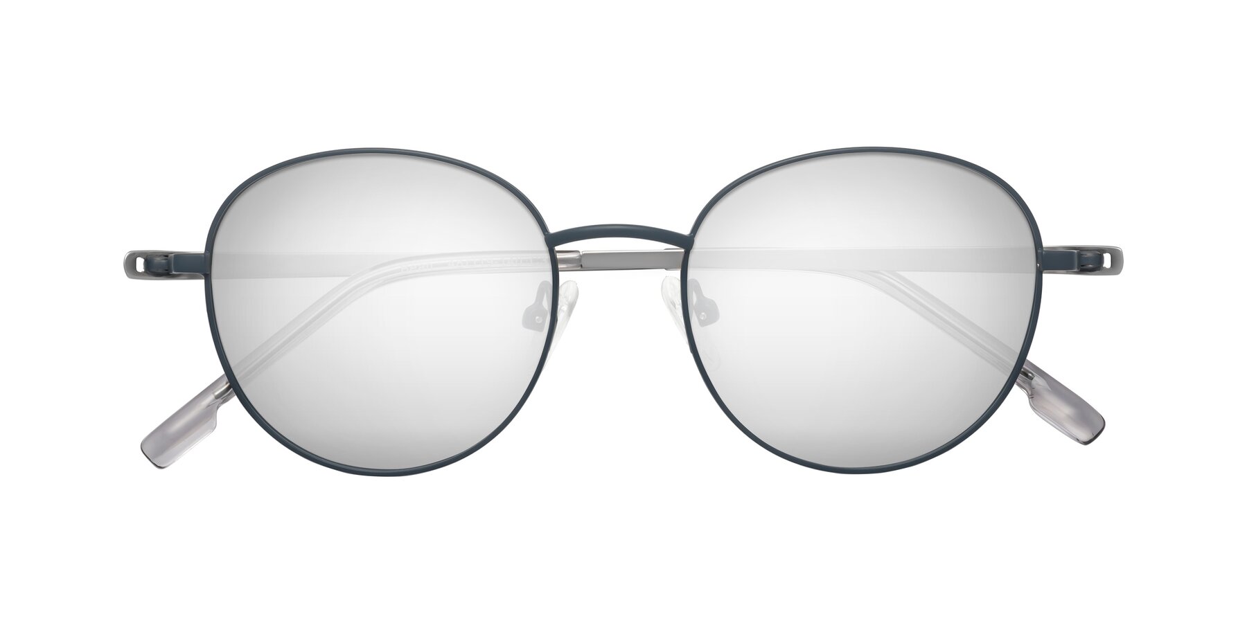 Folded Front of Bean in Stone Blue with Silver Mirrored Lenses