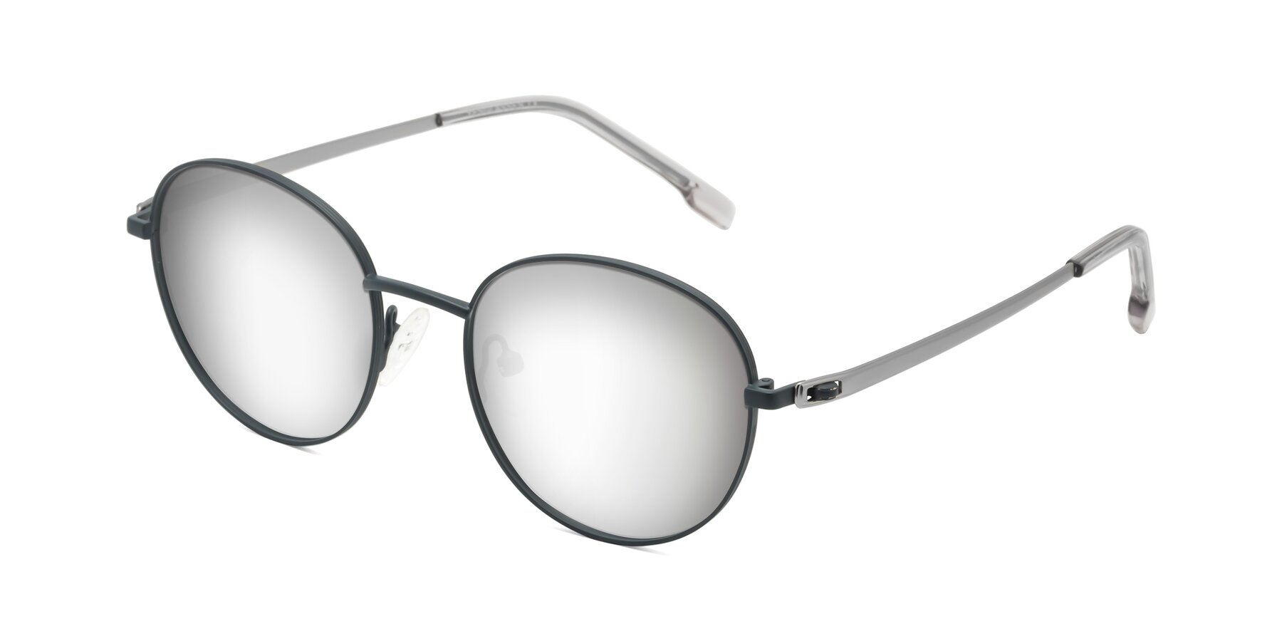 Angle of Bean in Stone Blue with Silver Mirrored Lenses