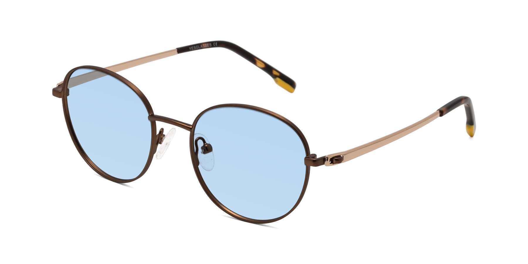 Angle of Bean in Brown with Light Blue Tinted Lenses