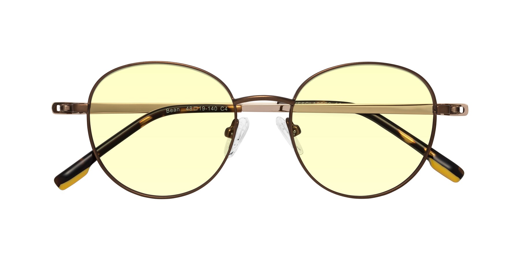 Folded Front of Bean in Brown with Light Yellow Tinted Lenses