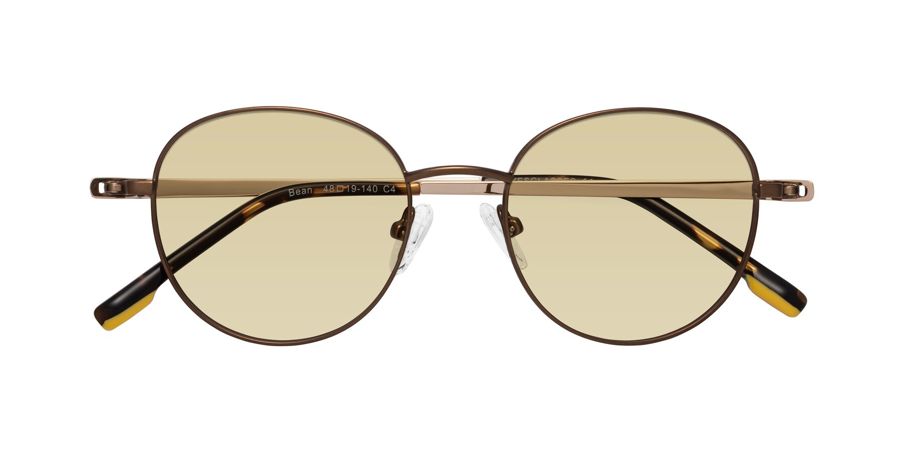 Folded Front of Bean in Brown with Light Champagne Tinted Lenses