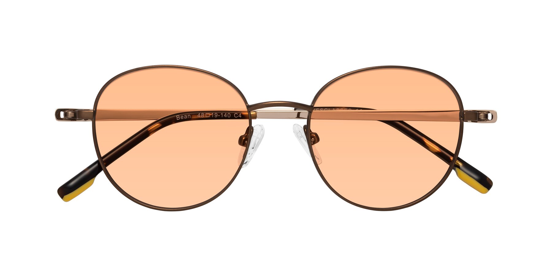 Folded Front of Bean in Brown with Light Orange Tinted Lenses