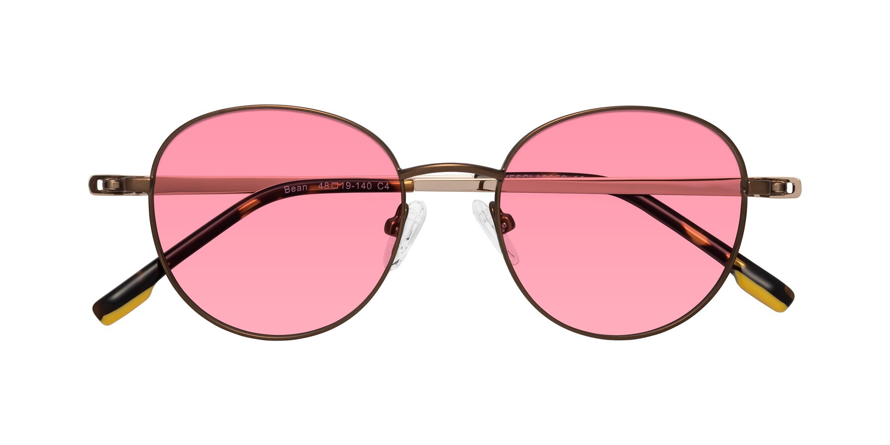 Folded Front of Bean in Brown with Pink Tinted Lenses