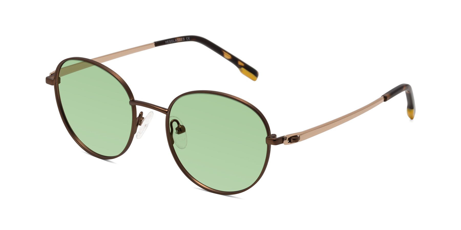 Angle of Bean in Brown with Medium Green Tinted Lenses