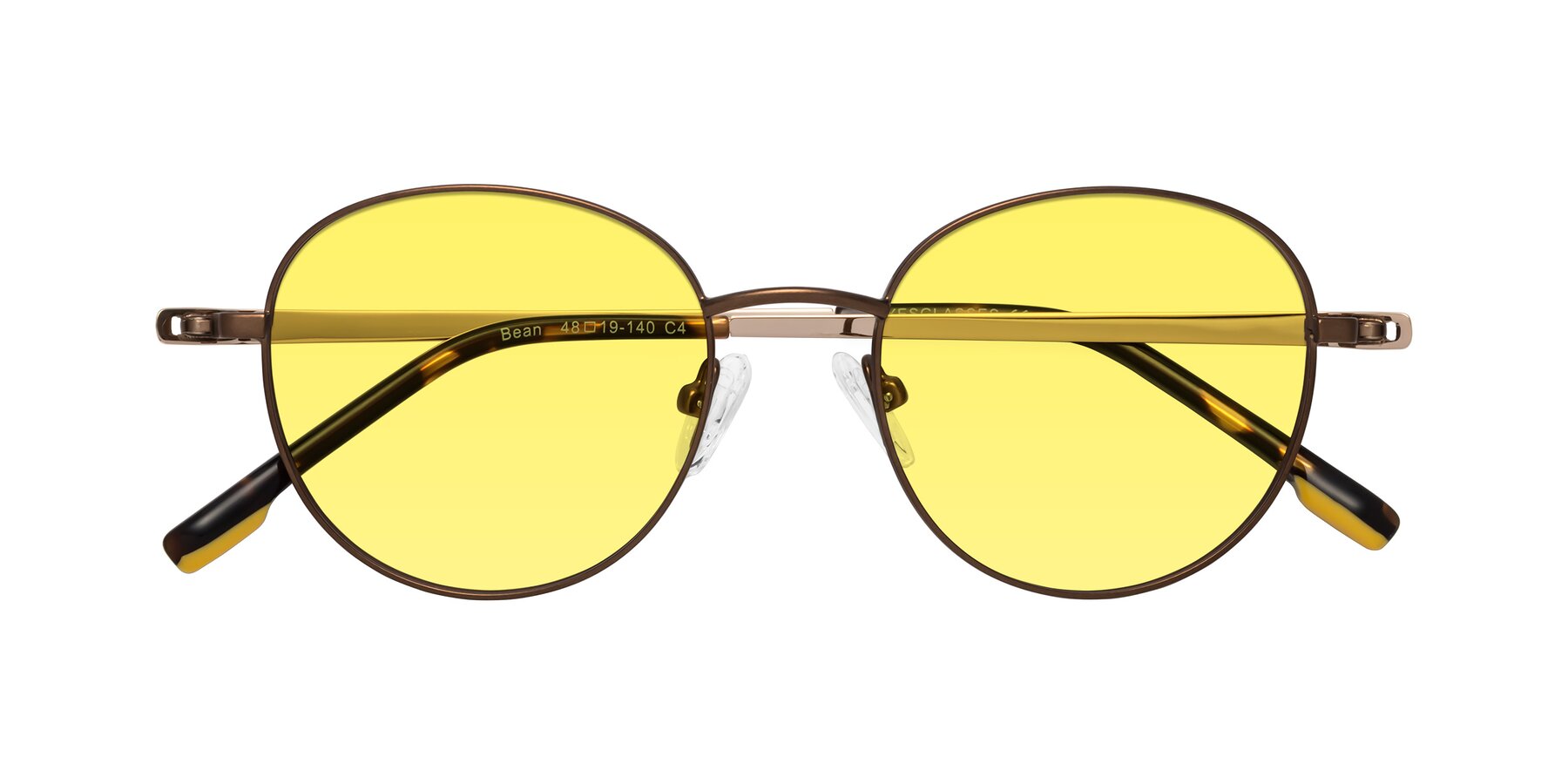 Folded Front of Bean in Brown with Medium Yellow Tinted Lenses