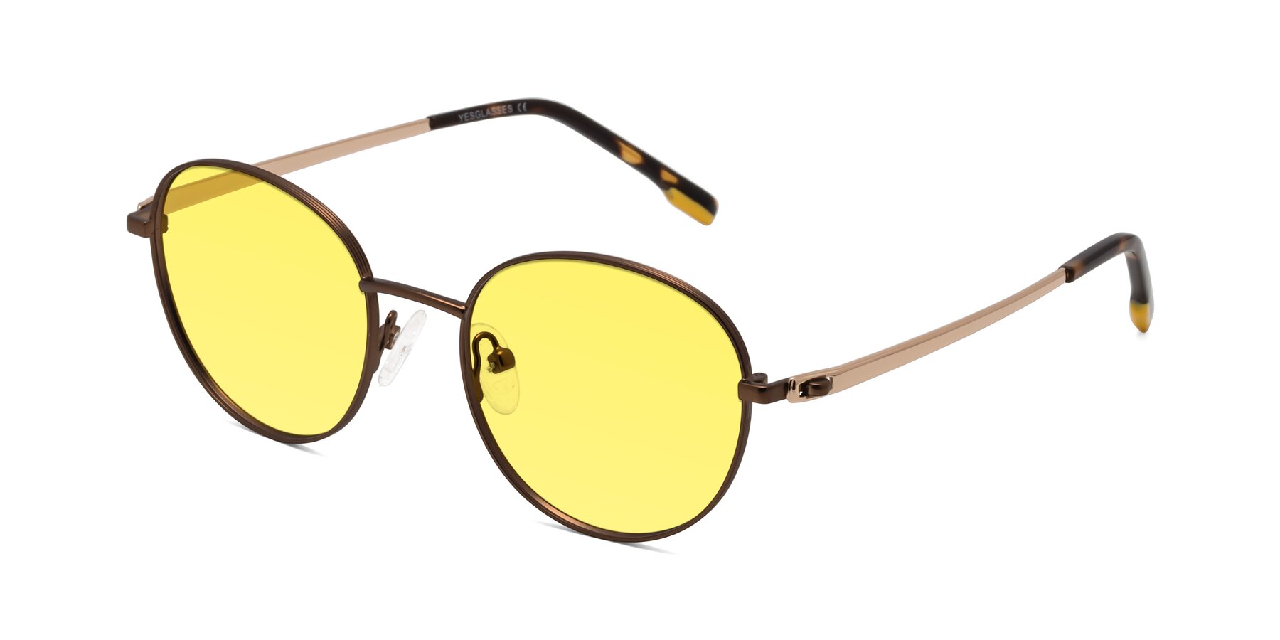 Angle of Bean in Brown with Medium Yellow Tinted Lenses