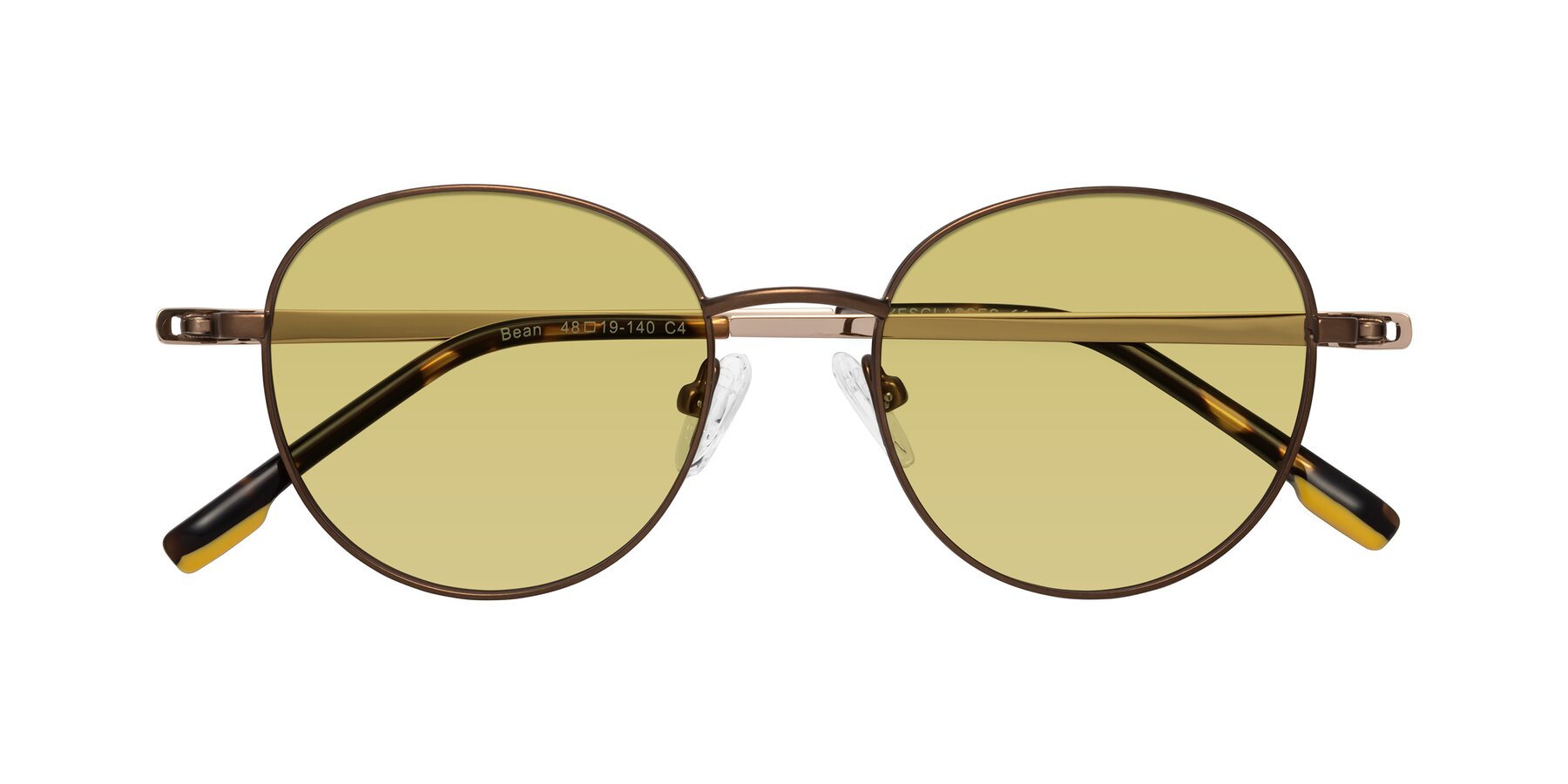 Folded Front of Bean in Brown with Medium Champagne Tinted Lenses