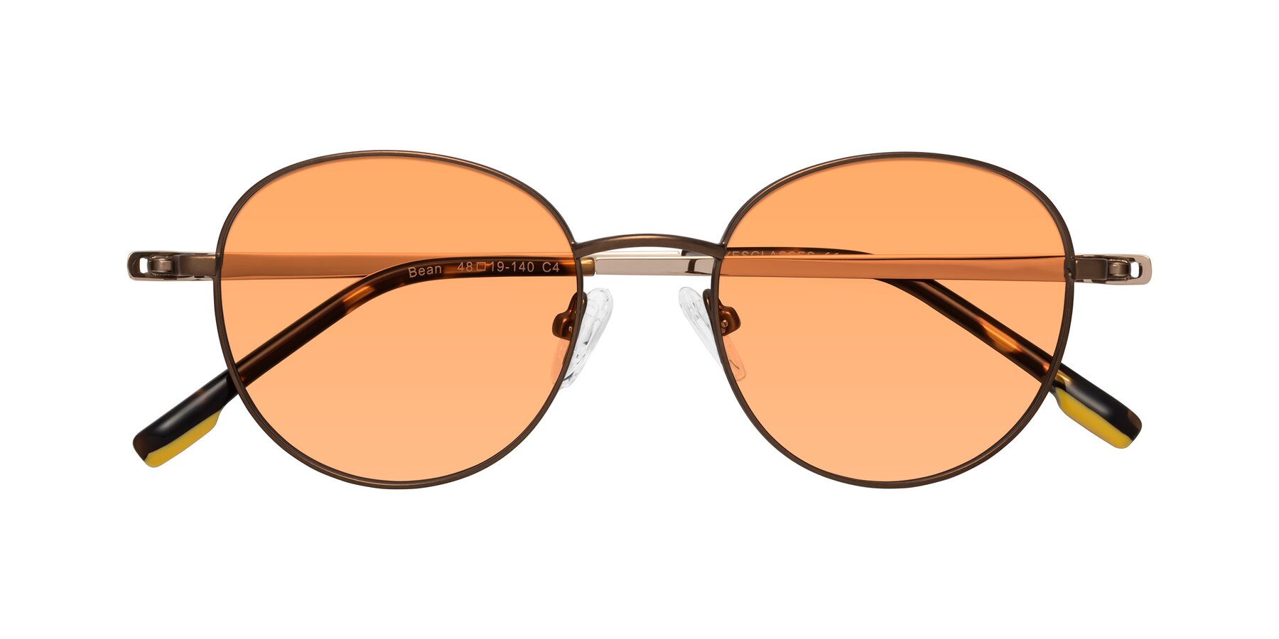 Folded Front of Bean in Brown with Medium Orange Tinted Lenses