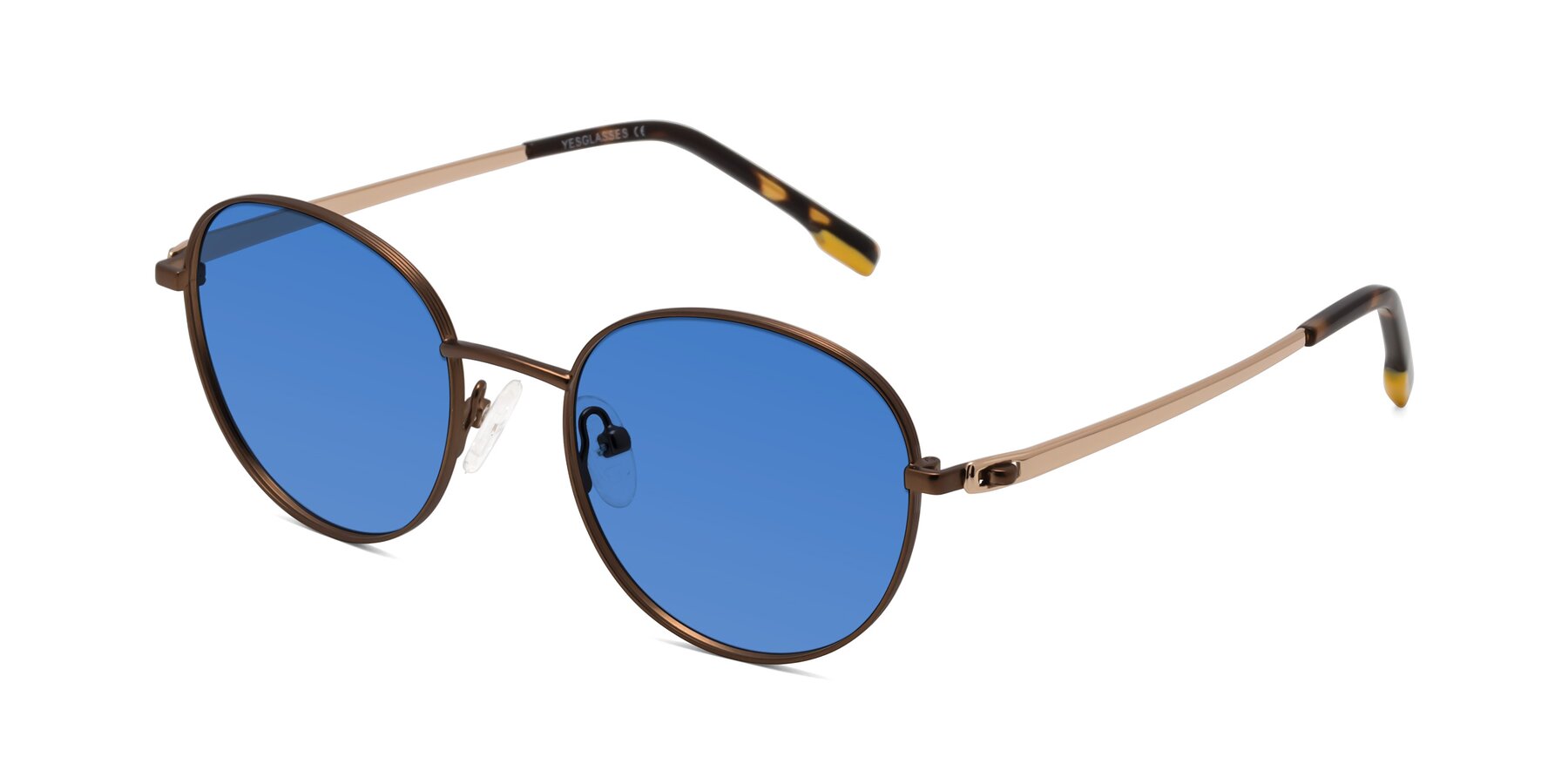 Angle of Bean in Brown with Blue Tinted Lenses