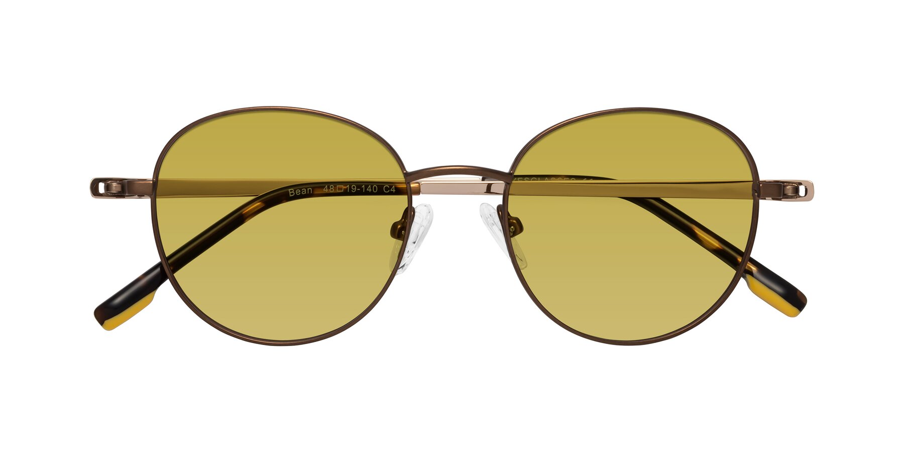 Folded Front of Bean in Brown with Champagne Tinted Lenses