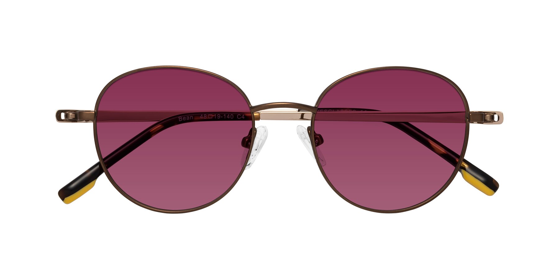 Folded Front of Bean in Brown with Wine Tinted Lenses