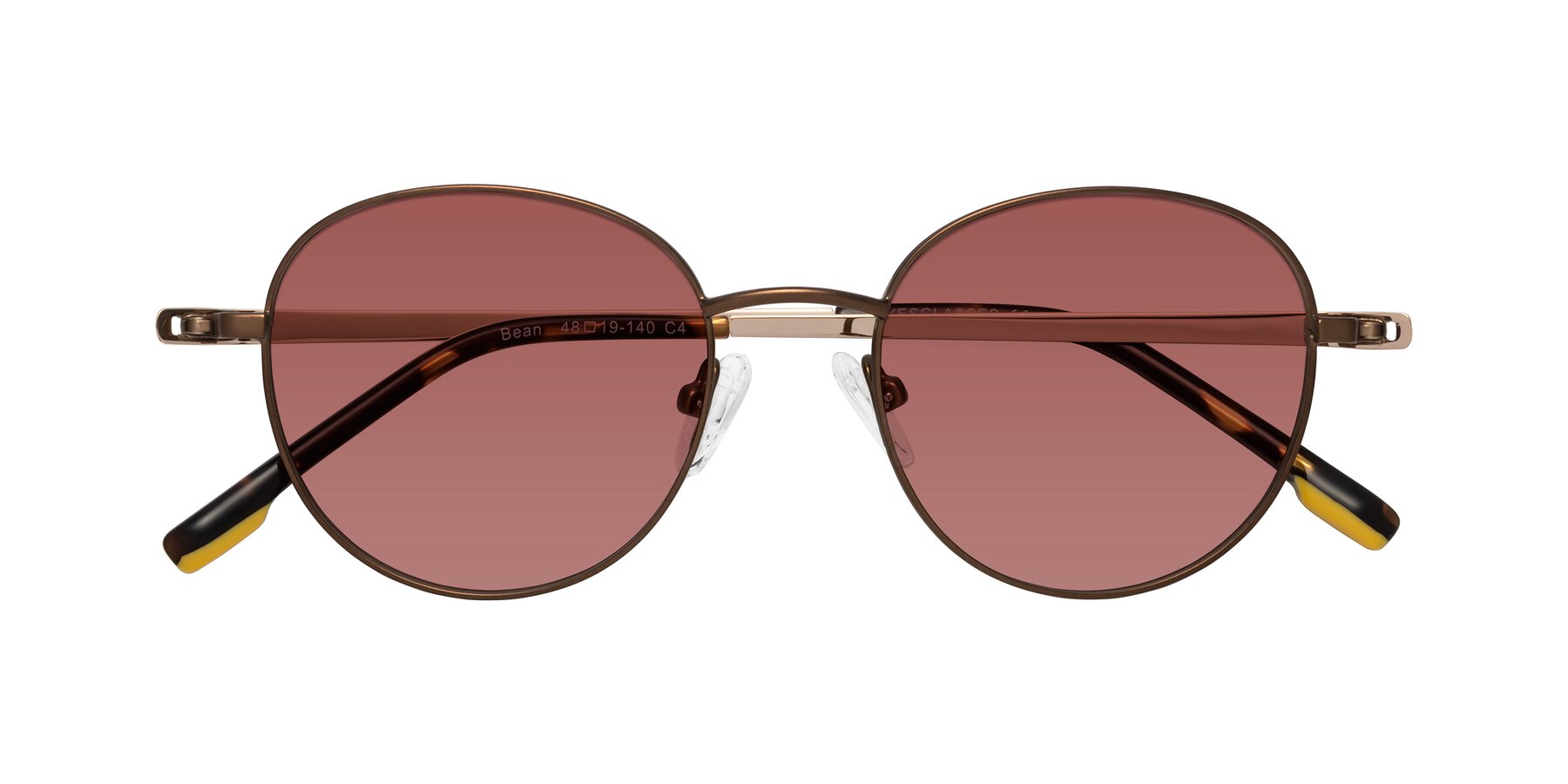 Folded Front of Bean in Brown with Garnet Tinted Lenses